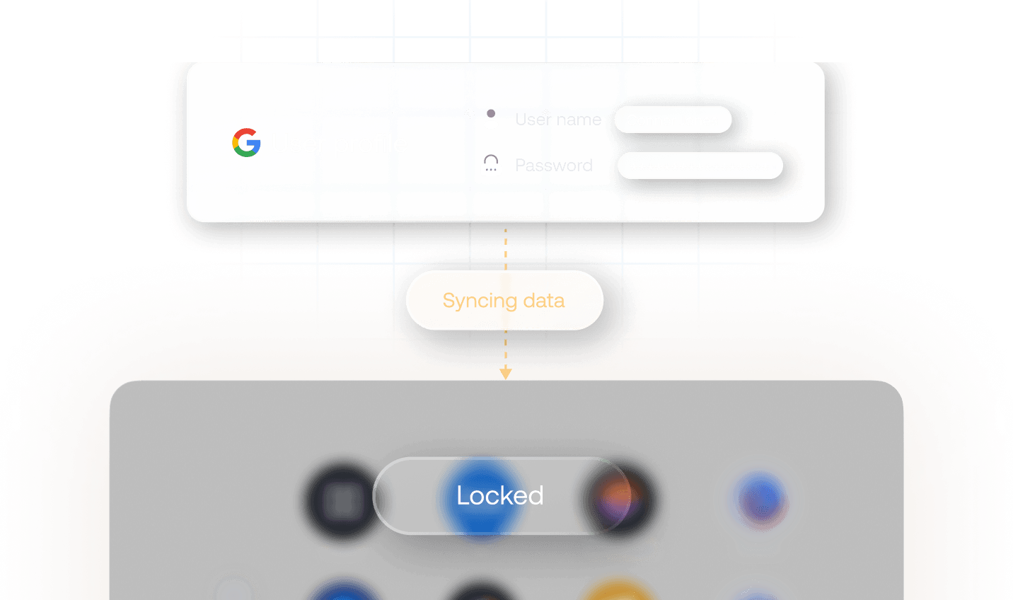 Show a device fetching data from outside where in the device is a login page