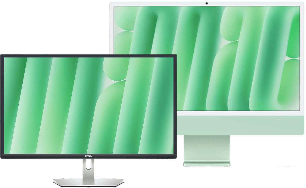 Image showing a desktop monitor and a PC, symbolizing cross-platform Desktop Management for Windows, macOS, and Linux devices using Hexnode.
